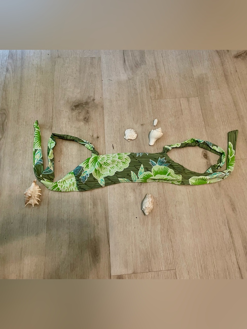aerie Green Floral Bikini Top